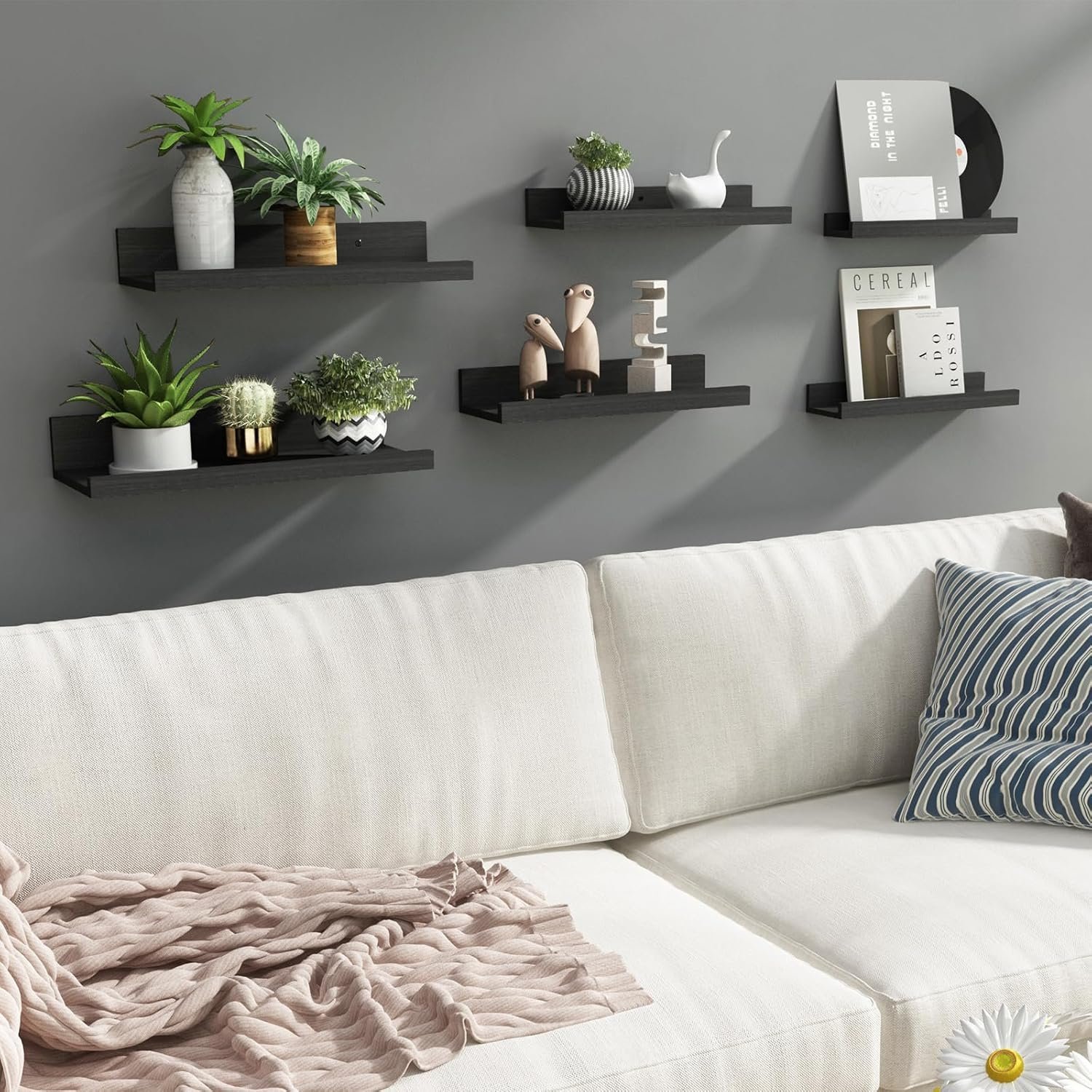 Fixwal Floating Shelves Black Wall Mounted 6 Sets - Image 4