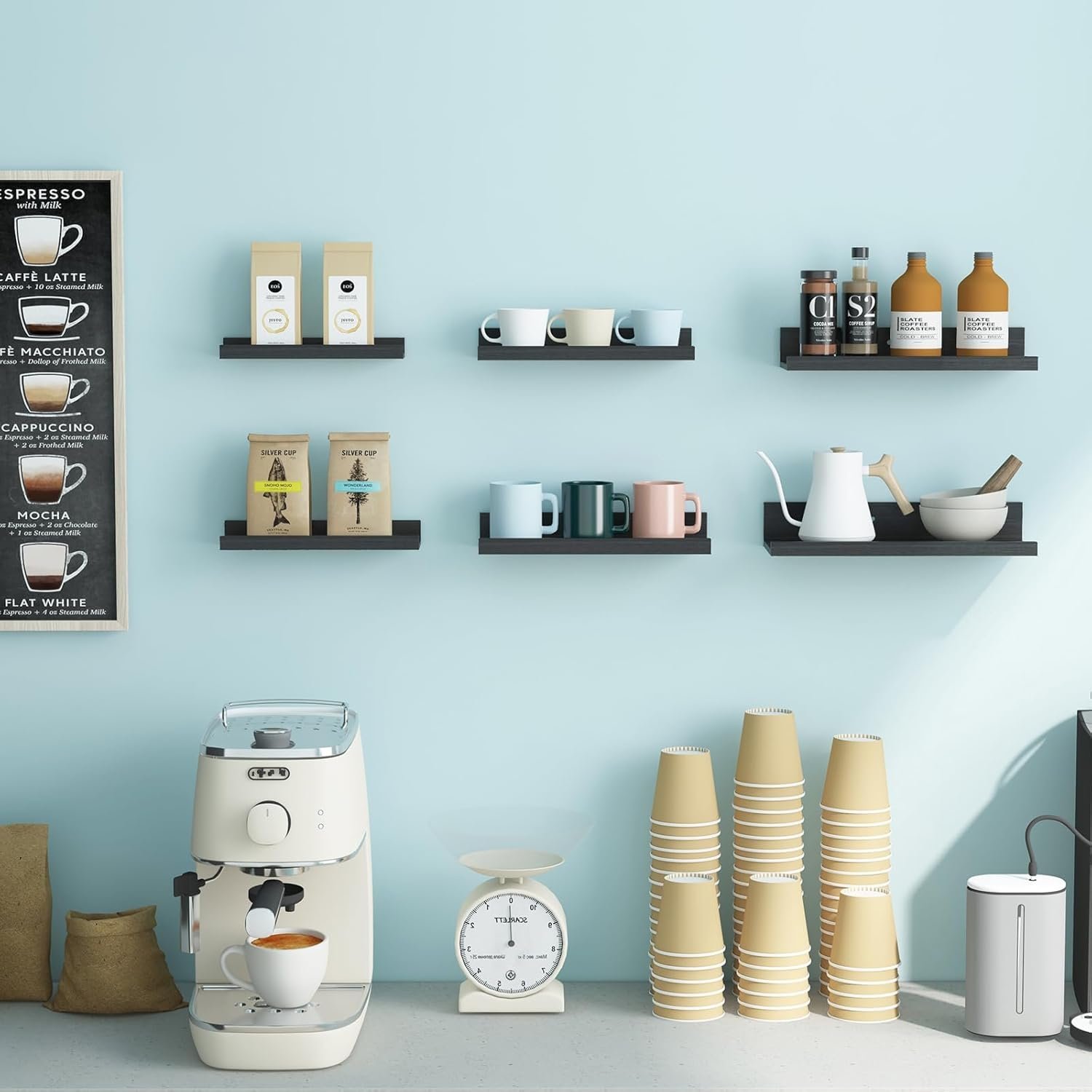 Fixwal Floating Shelves Black Wall Mounted 6 Sets - Image 6