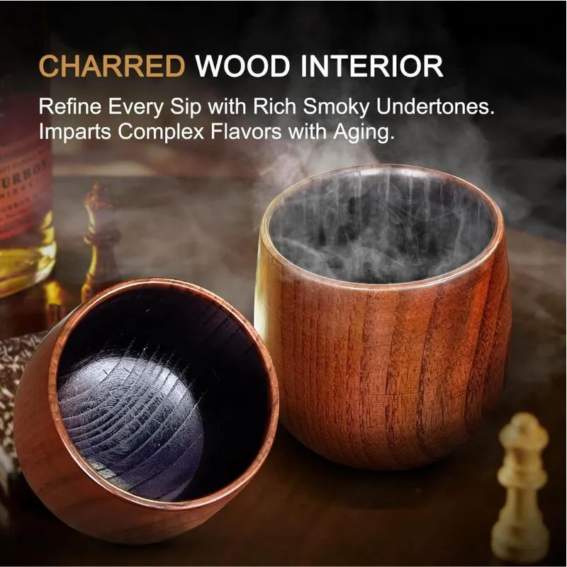 Charred Wooden Bourbon Drinking Glass