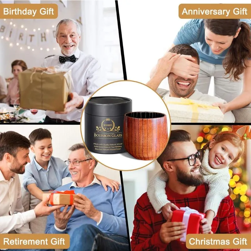 Charred Wooden Bourbon Drinking Glass