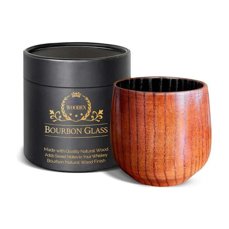 Charred Wooden Bourbon Drinking Glass